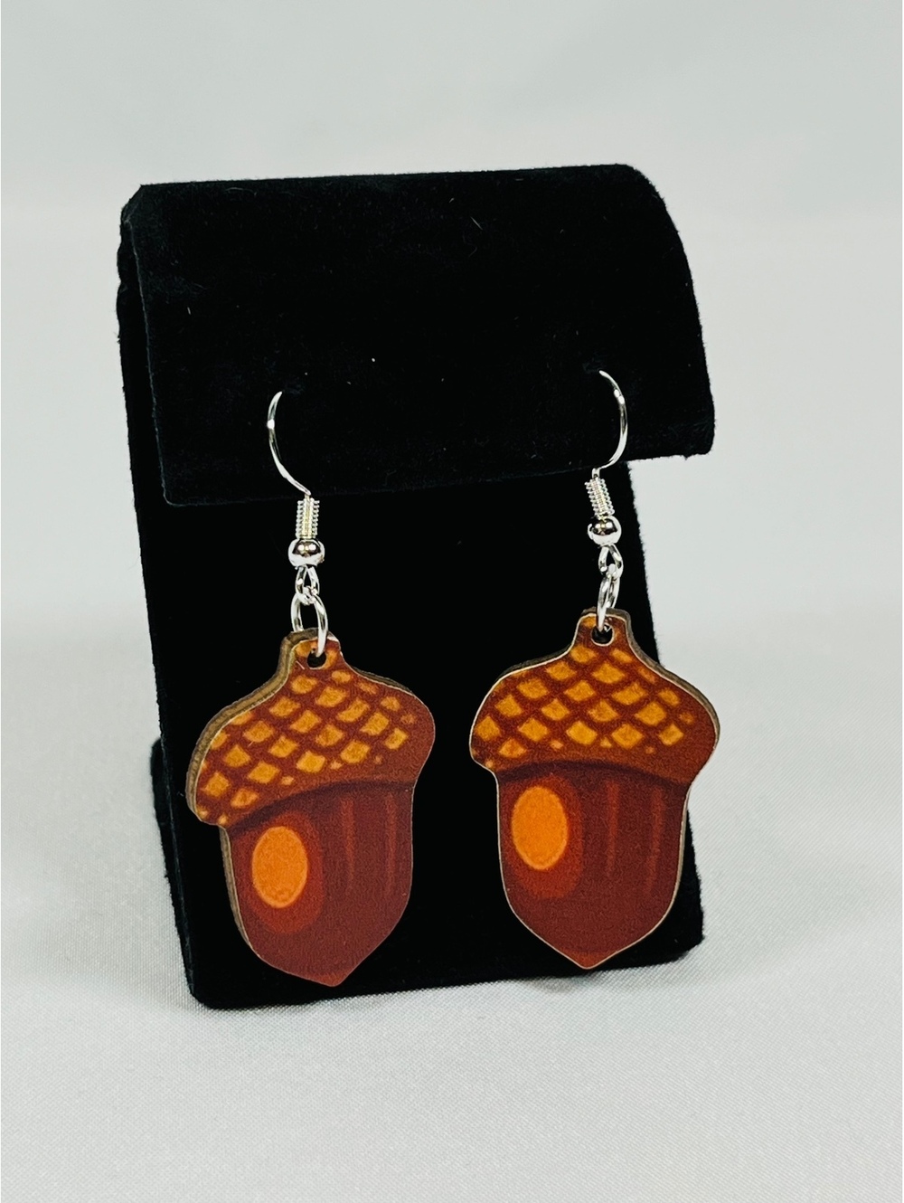New Acorn Dangle Earrings Brown Orange Lightweight Silver Hook Casual Whimsigoth